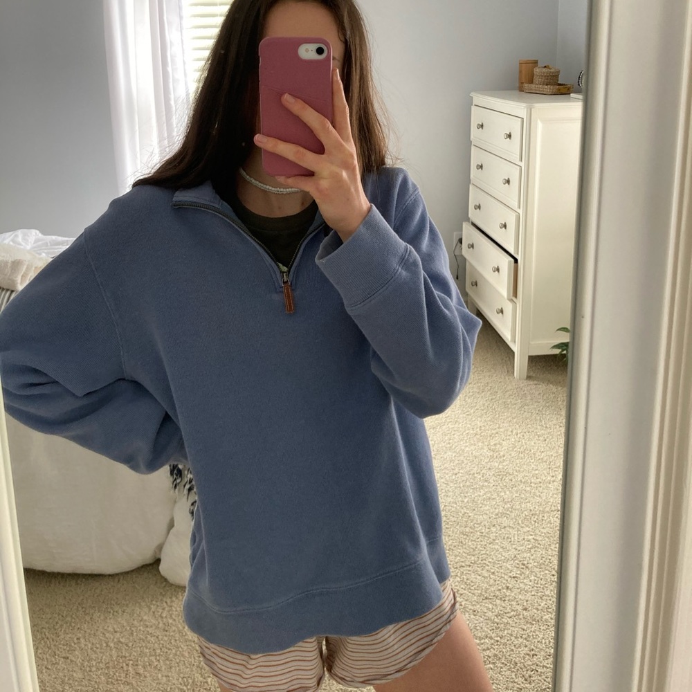 blue, vintage-looking Land’s End quarter zip!!